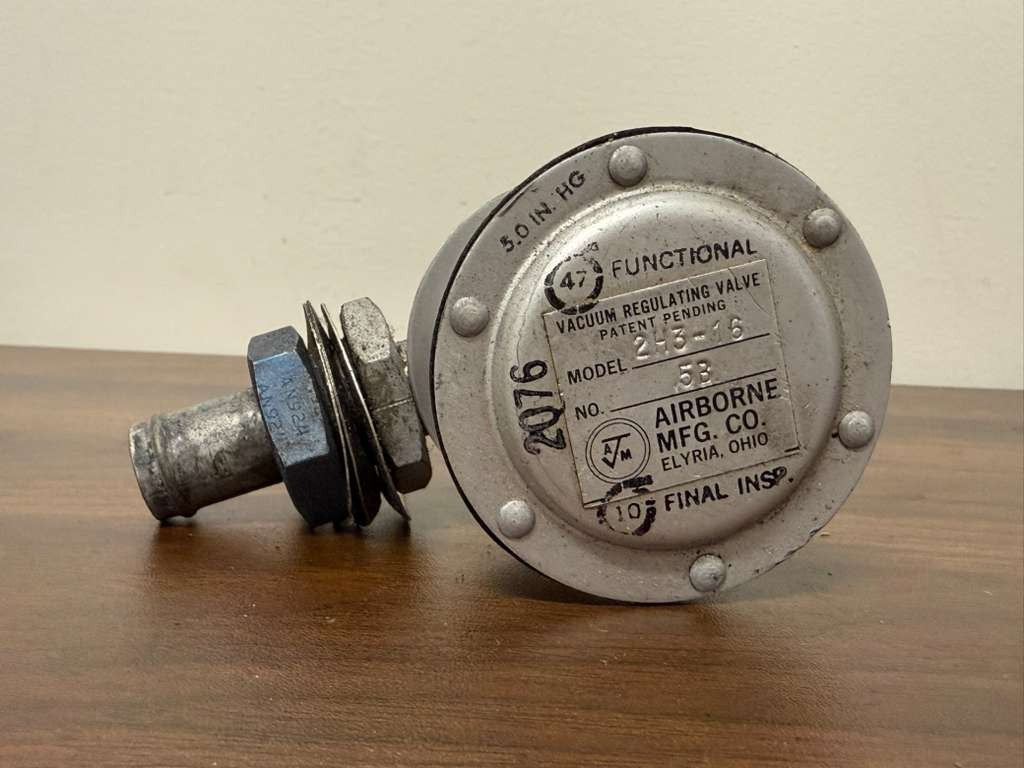 Airborne 2H3-16 Vacuum Regulator Valve C482001-0401 – Cessna 150 – As Removed